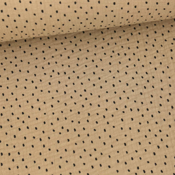 Schwarze Punkte Schwarzer Musselin Stoff Musselin Muslin Schwarze