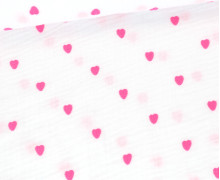 Musselin - Muslin - Double Gauze - Bestickt - Herzen - Weiß