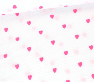 Musselin - Muslin - Double Gauze - Bestickt - Herzen - Weiß