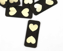 1 KUNSTLEDER LABEL - Schwarz/Gold - Herzen