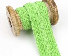 1 Meter Einfassband - Wolltresse - 30mm - Häkelzopfmuster - Uni - Gelbgrün