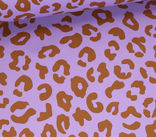 Kunstleder - Fashionstoff - Happy Collection - Leo - Cherry Picking - Flieder/Braun