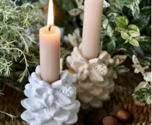 Silikon - Gießform - Dicker Tannenzapfen - Kerzenhalter - Adventsdeko - Weihnachtsdeko - für Stabkerzen - vielfältig nutzbar