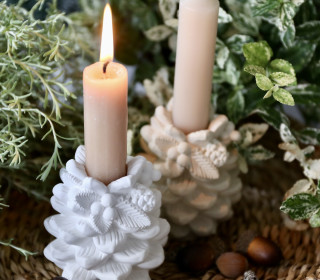 Silikon - Gießform - Dicker Tannenzapfen - Kerzenhalter - Adventsdeko - Weihnachtsdeko - für Stabkerzen - vielfältig nutzbar
