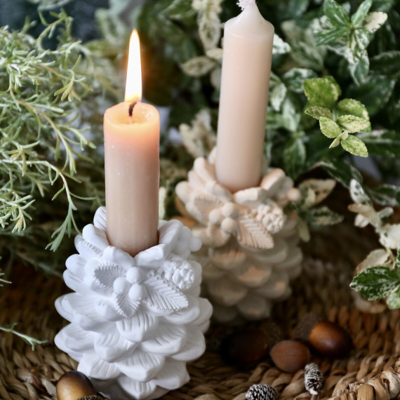 Silikon - Gießform - Dicker Tannenzapfen - Kerzenhalter - Adventsdeko - Weihnachtsdeko - für Stabkerzen - vielfältig nutzbar