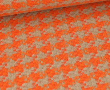 Mantelstoff - Gewebt - Recycelt - Grafisches Muster - Sand/Orange