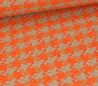 Mantelstoff - Gewebt - Recycelt - Grafisches Muster - Sand/Orange