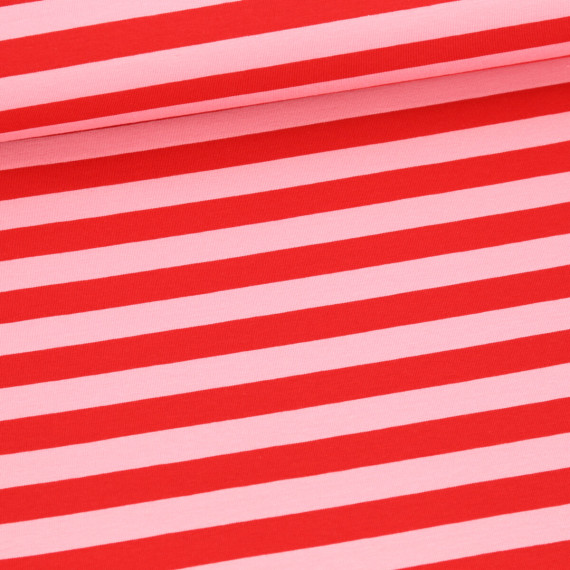 Bio-Jersey - Summer Stripes - Rosa/Dunkelrot - Hamburger Liebe