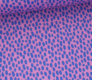 Kunstleder - Fashionstoff - Brush & Wild - Pinseltupfen - Cherry Picking - Fliederrosa/Royalblau