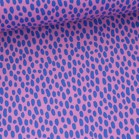 Kunstleder - Fashionstoff - Brush & Wild - Pinseltupfen - Cherry Picking - Fliederrosa/Royalblau