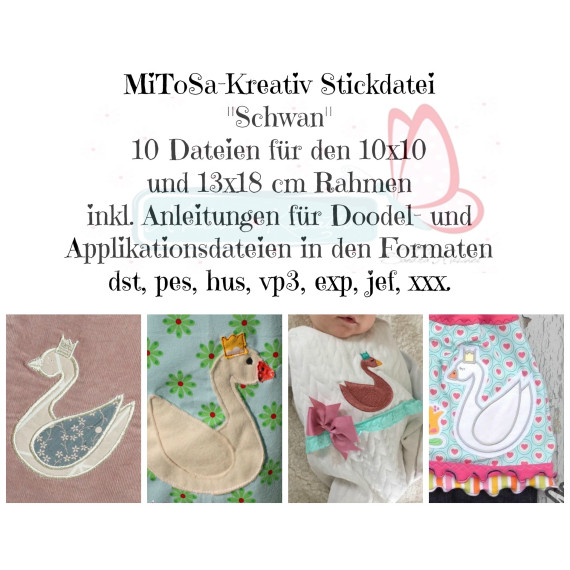 Stickdatei - Schwan 13x18 cm (inkl. 10x10 cm) MiToSa-Kreativ