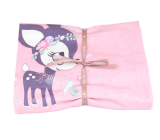 1,15m Zuschnitt - Sommersweat - Vintage BlumenKitz - Paneel -  Rosa Meliert - Bio Qualität - NIKIKO