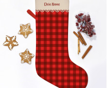 DIY-Nähset - Nikolaussocke - Softshell - Vichy-Karo - Rot