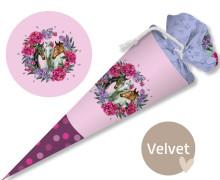 DIY-Nähset Schultüte - GESCHWISTERTÜTE - Dream Horses - Blumenkranz - Rosa - Velvet - abby and amy