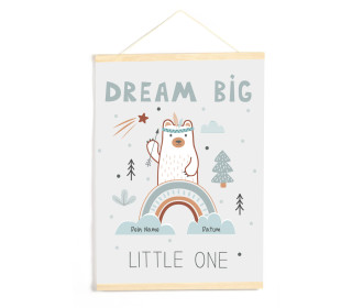 DIY-Stoffposter - Baby - Dream Big Little One - Grau