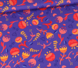 Outdoorstoff - Tulip Fields - Bunter Mix - Lilablau - jojulein design - abby and amy