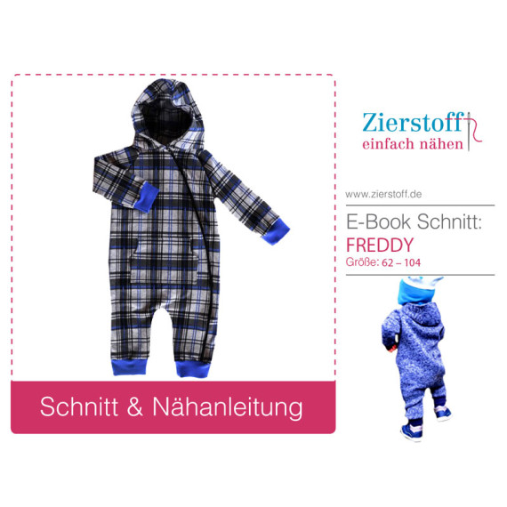 E-BOOK – Anzug, Onesie, Onepiece, Overall “FREDDY”, Gr. 62 – 104
