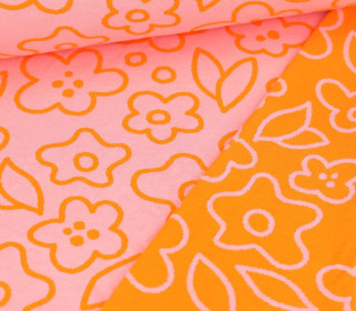 Bio-Jacquard - 2Farb Spezial Jacquard Jersey - June Doubleface - Easygoing - Rosa/Orange - Hamburger Liebe