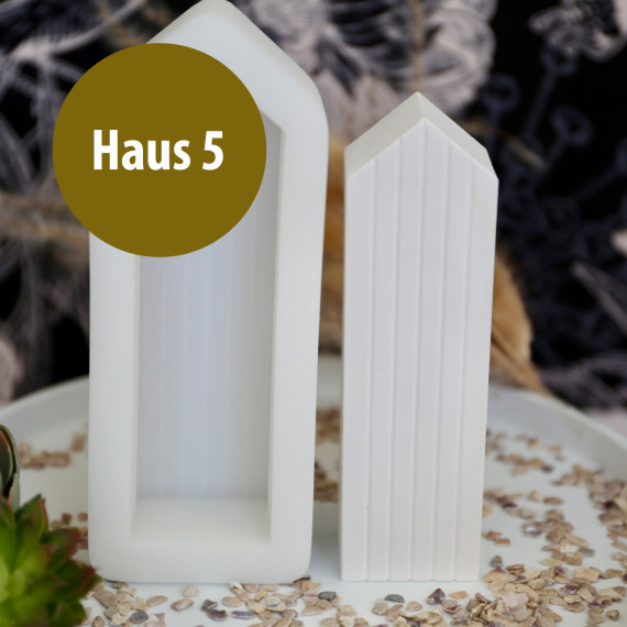 Silikon - Gießform - Häuser - Streifendesign - Dekohäuser - schmal - Haus 5 - vielfältig nutzbar