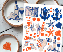 Rub-On Sticker - Ocean Vibes Only - für Untersetzer - Tante Henni Rubon - vielfältig nutzbar