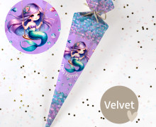 DIY-Nähset Schultüte - Dreamy Mermaid - Flieder/Türkis - Velvet - zum selber Nähen