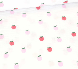 Musselin - Muslin - Double Gauze - Fruits - Apples - Schnuffeltuch - Windeltuch - Weiß
