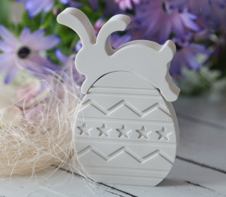 Silikon - Gießform - Kleiner sportlicher Osterhase mit Osterei - Nr. 2 - vielfältig nutzbar