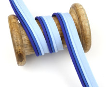 1 Meter Paspelband/Biesenband - Dreilagig - 14mm - Blau