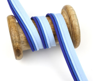1 Meter Paspelband/Biesenband - Dreilagig - 14mm - Blau