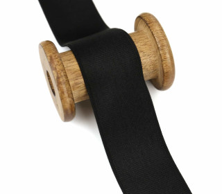 1m Gummiband - Uni - Leicht Schimmernd - 40mm - Schwarz