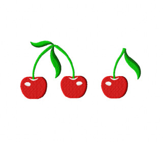 Stickdatei Kirschen - zwei Varianten, Rahmen ab 10 cm x 10 cm, Kirsche, Frucht, Früchte