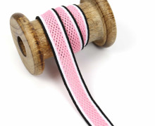 1 Meter Zierband - Dekoband - Netz - 20mm - seitliche Streifen - Rosa