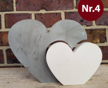 Silikon - Gießform - Herz & Herz - 2-teilig - Nr. 4 - vielfältig nutzbar