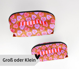 DIY-Nähset - Kosmetiktasche - Binz - Conversation Heart - Senf - Flieder/Rosa - Cherry Picking - GRÖSSENAUSWAHL - abby and amy