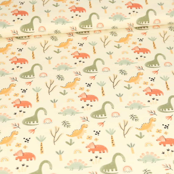 Sommersweat - Watercolor Dinosaurs - Welt - Ecru - Bio Qualität - abby and me