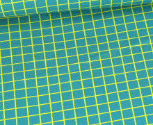 Bio-Sommersweat - French Terry - Grids - Beetles & Bugs - Aqua/Hellgelb - Hamburger Liebe