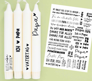 DIN A4 - Kerzen-Tattoofolie - Vatertag - für Kerzen / Keramik