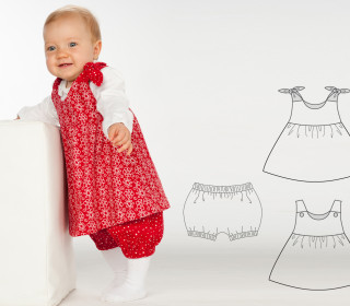 Baby Twin set Hängerchen und Pumphose für Mädchen Schnittmuster pdf. Kinder Twinset Kombi Hose + Kleid LIPSIA + ELISA von Patternforkids Gr. 56 - 98
