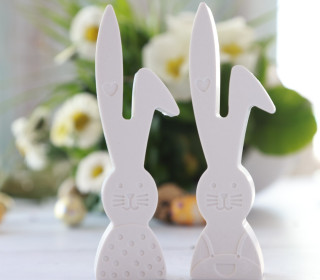 Silikon - Gießform - Osterhasen Paar mit Knickohr und Herz - Ostern - vielfältig nutzbar