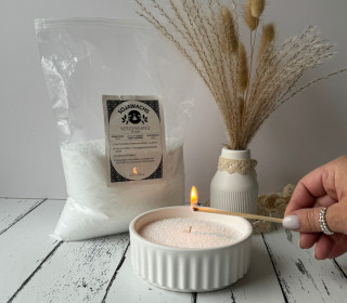 1kg pflanzliches Kerzen-Sandgranulat - weiß - Set mit 3 Dochten - Kerzen gießen