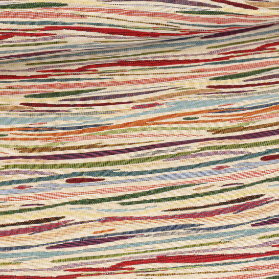 Gobelin Jacquard - Buntes Streifenmuster - Ecru