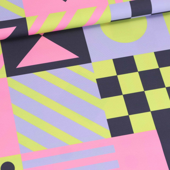 Outdoorstoff - Formenmix - Flieder/Pastellgrün/Rosa - abby and amy