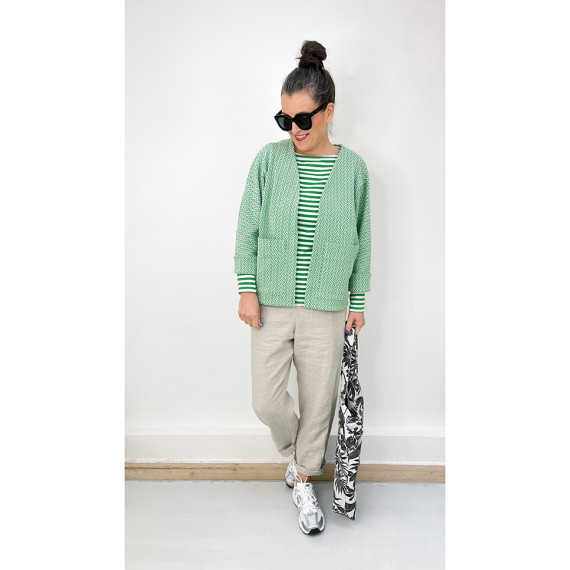 Bio-Elastic Minijacquard Jersey - 3D - Connect Knit - Evermore - Hamburger Liebe - Orange/Pink