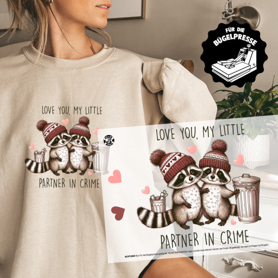 Onkel Bo's Bügelbilder - DIN A4 - Love You, My Little Partner In Crime - Valentinstag - BIG