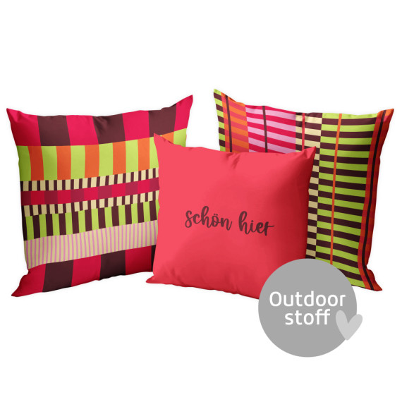 Kissenstoff - DIY - Kissen-Set - Bold Pattern Play - schön hier - Outdoorstoff - abby and amy