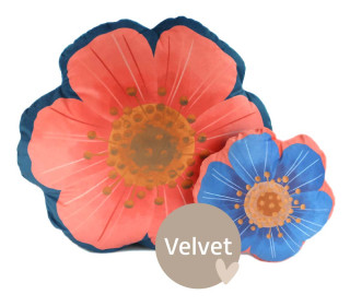 Kissenstoff - DIY - Formkissen-Set - Beautiful Flowers - Blau/Lachsrosa - Velvet - KnilchArt Design - abby and amy