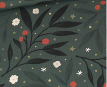 Tislin - leichter Dekostoff - Winter Flowers - Graugrün Dunkel - abby and amy