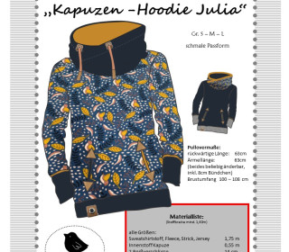 Nähanleitung mit Schnittmuster Hoodie 