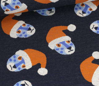 Bio-Jacquard - 6 Farb Spezial Jacquard Jersey - Wild Santa - Wild XMas 2025 - Stahlblau - Hamburger Liebe