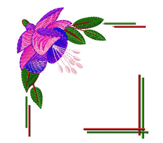 2-teilige Stickdatei Fuchsia mit Rahmen 10x10 cm